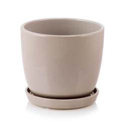 Ceramic pot with a mat 13 x 12 cm light gray Amsterdam PONLIX