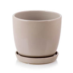 Ceramic pot with a mat 15 x 14 cm light gray Amsterdam PONLIX