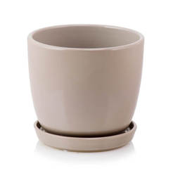 Ceramic pot with a mat 17 x 16 cm light gray Amsterdam PONLIX