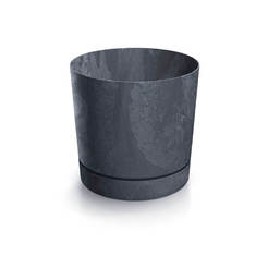 Flower pot, plastic Tubo 14.8cm anthracite with pad PROSPERPLAST