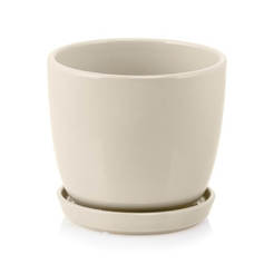 Ceramic pot with a base 17cm cream
