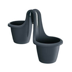 Blumentopf, Kunststoff Respana Twins anthrazit doppelt PROSPERPLAST