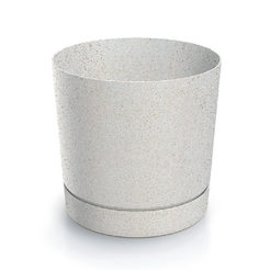 Цветочный горшок из ПВХ с белым основанием, диаметр 23,9 см.