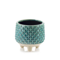 Ceramic pot Vintage 13 x 12 cm, turquoise