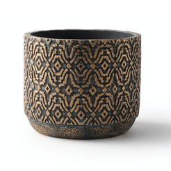 Ceramic pot Rustic 14 x 13 cm, black and copper