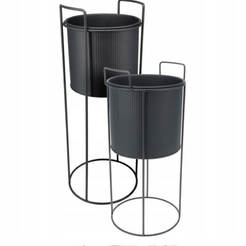 Plant pot 2pcs on stand black FZ1002300