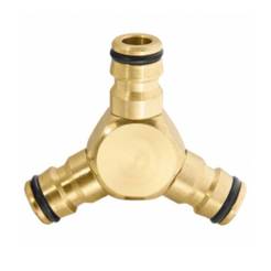 Triple connector for connectors and quick connections for hose, brass