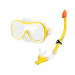 Комплект за плуване маска с шнорхел - жълт, 8+