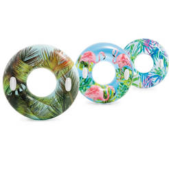 Inflatable swimming belt 97cm with handles transparent assortment INTEX