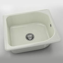 Единична кухненска мивка 51 х 60см, полимермрамор, полярен гранит