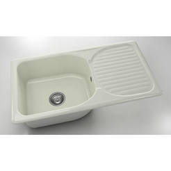 Кухненска мивка с ляв/десен плот 90 х 49см, полимермрамор, полярен гранит
