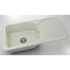 Кухненска мивка с ляв/десен плот 95 х 49см, полимермрамор, полярен гранит