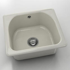 Single kitchen sink 51 x 46 cm, polymer marble, gray granite