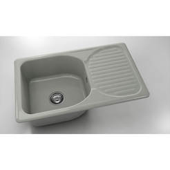 Kitchen sink with left / right top 80 x 49 cm, stainless steel polymer marble