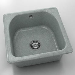 Единична кухненска мивка 51 х 51см, граниксит, Platinum