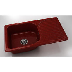 Kitchen sink with left / right top 90 x 49 cm, granite, Firebrick