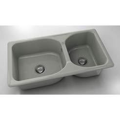 Kitchen sink with two sinks 90 x 49 cm, polymer marble, stainless steel