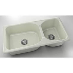 Kitchen sink with two trays 95 x 49 cm, granite, polar granite