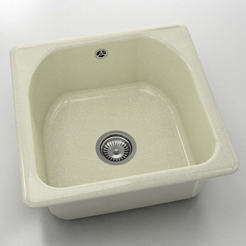 Единична кухненска мивка 51 х 51см, граниксит, Silver Stone