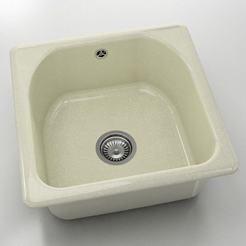 Single kitchen sink 51 x 51 cm, granite, Silver Stone