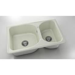 Kitchen sink with two trays 80 x 49 cm, polymer marble, polar granite