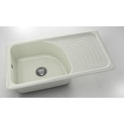 Кухненска мивка с десен плот 90 х 49см, полимермрамор, полярен гранит