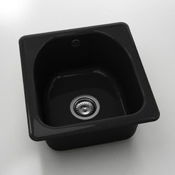 Единична кухненска мивка 43 х 46см, полимермрамор, черен гранит