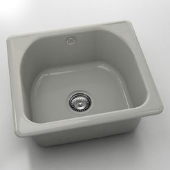 Single kitchen sink 51 x 46 cm, polymer marble, stainless steel