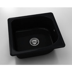 Единична кухненска мивка 51 х 56см, полимермрамор, черен гранит