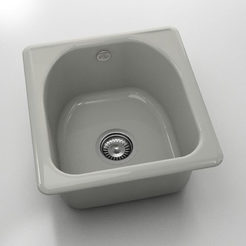 Single kitchen sink 43 x 46 cm, polymer marble, stainless steel