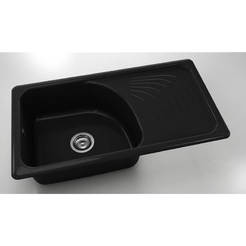 Kitchen sink with right top 90 x 49 cm, polymer marble, black granite