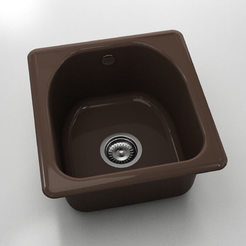 Единична кухненска мивка 43 х 46см, полимермрамор, тъмно венге