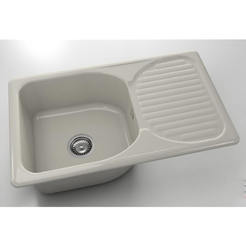 Кухненска мивка с ляв/десен плот 80 х 49см, полимермрамор, сив гранит