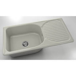 Kitchen sink with left / right top 95 x 49 cm, polymer marble, gray granite