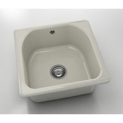 Single kitchen sink 51 x 51 cm, polymer marble, gray granite