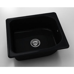 Единична кухненска мивка 51 х 60см, полимермрамор, черен гранит