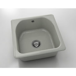 Single kitchen sink 51 x 51 cm, polymer marble, stainless steel