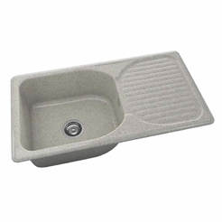 Küchenspüle mit linker/rechter Arbeitsplatte 90 x 49 cm, Granit, Zinn