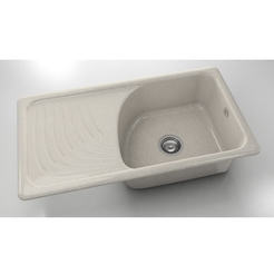 Küchenspüle mit linker Arbeitsplatte 90 x 49cm, Granit, Silver Stone