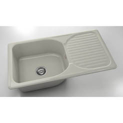 Кухненска мивка с ляв/десен плот 90 х 49см, полимермрамор, сив гранит