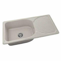 Küchenspüle mit Arbeitsplatte links/rechts 95 x 49cm, Granit, Silver Stone