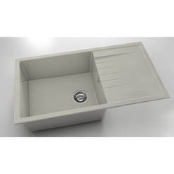 Kitchen sink with left / right top 90 x 49 cm, polymer marble, gray granite