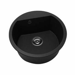 Мойка кухонная с доской F 51 см, жирный гранит, черный металлик