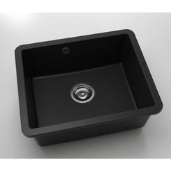 Unterbauspüle 50 x 40 cm, Fat Granit, Schwarz Metallic