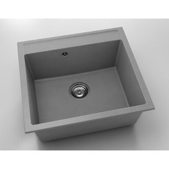 Кухненска мивка с преливник 51 х 56см, фатгранит, тъмносив