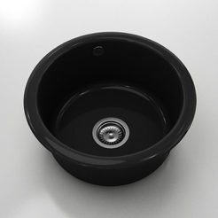 Кухненска мивка ф49см, полимермрамор, черен гранит