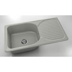 Кухненска мивка с ляв/десен плот 90 х 49см, полимермрамор, инокс