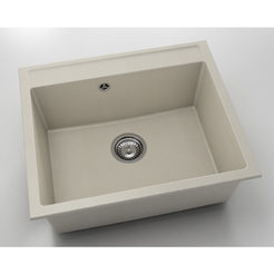 Kitchen sink with overflow 51 x 60 cm, fat granite, beige