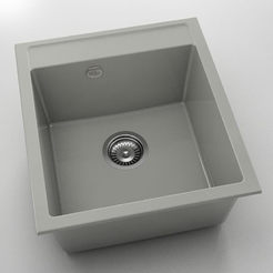 Kitchen sink 51 x 46 cm, polymer marble, stainless steel