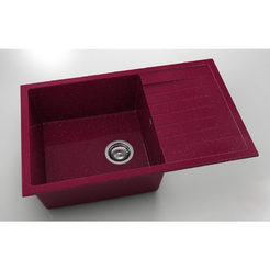 Kitchen sink with left / right top 80 x 49 cm, polymer marble, silver violet